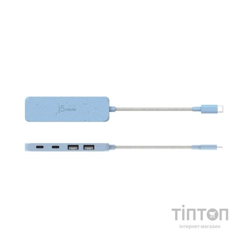 Концентратор J5create USB-C to 2xUSB-A + 2xUSB-C 3.2 10Gbps cyan (JCH342EC-N)