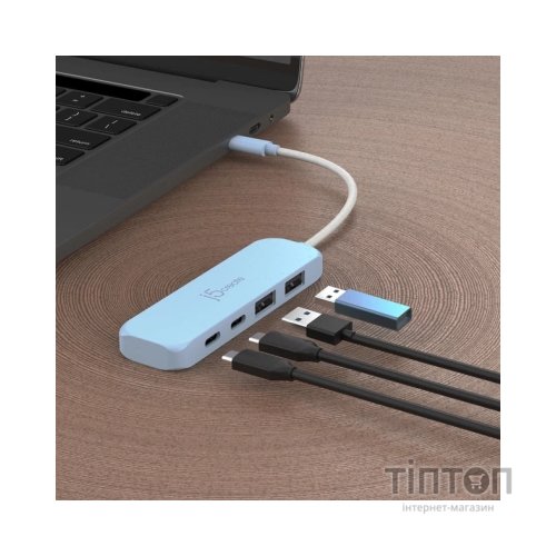 Концентратор J5create USB-C to 2xUSB-A + 2xUSB-C 3.2 10Gbps cyan (JCH342EC-N)