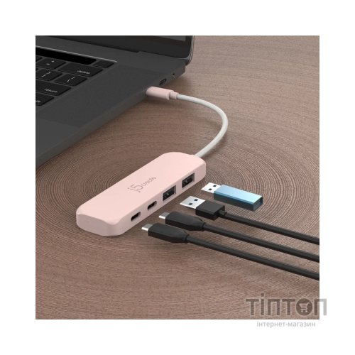 Концентратор J5create USB-C to 2xUSB-A + 2xUSB-C 3.2 10Gbps rose (JCH342ER-N)