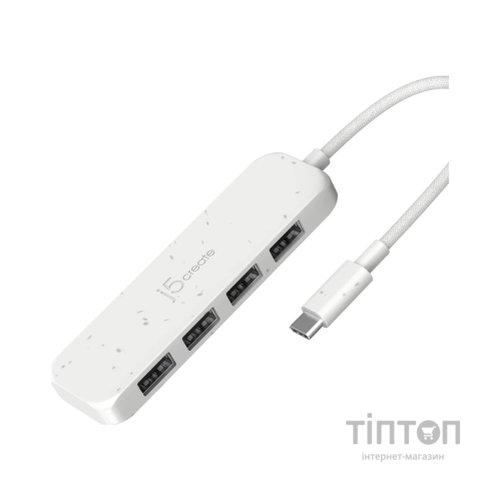 Концентратор J5create USB-C to 4xUSB-A 3.2 10Gbps white (JCH341EW-N)