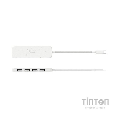 Концентратор J5create USB-C to 4xUSB-A 3.2 10Gbps white (JCH341EW-N)