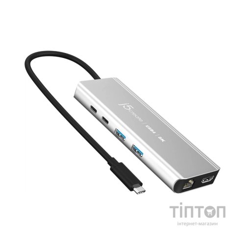 Концентратор J5create USB-С 6-in-1 2xUSB 3.2 + USB-C PD 100W + USB-C + HDMI 8K + RJ45 2.5Gbps aluminum (JCD403-N)