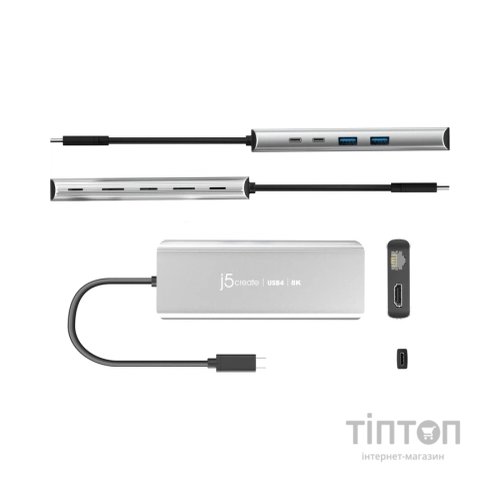 Концентратор J5create USB-С 6-in-1 2xUSB 3.2 + USB-C PD 100W + USB-C + HDMI 8K + RJ45 2.5Gbps aluminum (JCD403-N)