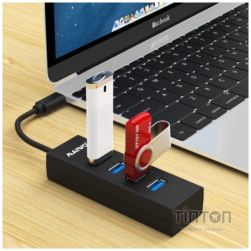 Концентратор Maiwo USB Type-C to 4х USB3.0 cable 15 cm (KH304C)