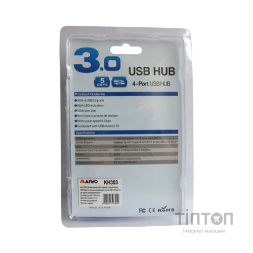 Концентратор Maiwo USB Type-C to 4х USB3.0 cable 29 cm (KH303)