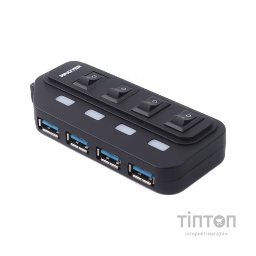 Концентратор Maxxter 4 x USB 2.0 Type-A 1m cable + 5V1A adapter (HU2A-4P-AC-02)