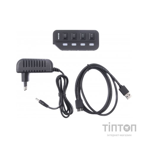 Концентратор Maxxter 4 x USB 2.0 Type-A 1m cable + 5V1A adapter (HU2A-4P-AC-02)