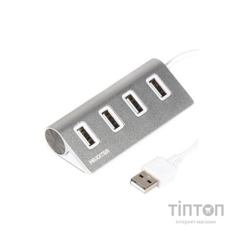 Концентратор Maxxter USB 2.0 Type-A 4 ports silver (HU2A-4P-01)