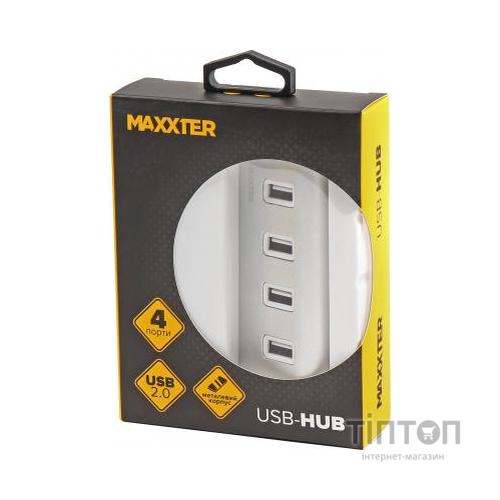 Концентратор Maxxter USB 2.0 Type-A 4 ports silver (HU2A-4P-01)