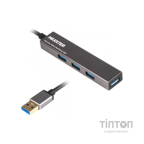 Концентратор Maxxter USB 3.0 Type-A 4 ports grey (HU3A-4P-02)