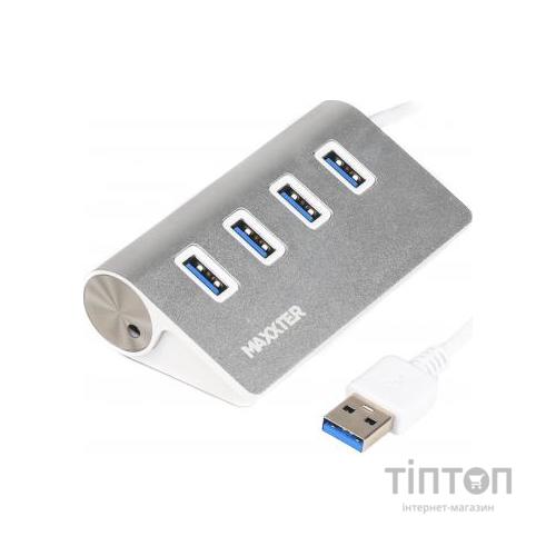 Концентратор Maxxter USB 3.0 Type-A 4 ports silver (HU3A-4P-01)