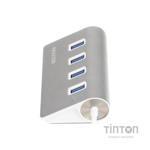 Концентратор Maxxter USB 3.0 Type-A 4 ports silver (HU3A-4P-01)