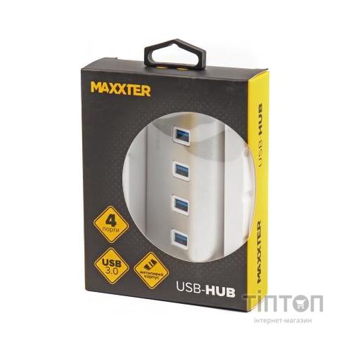 Концентратор Maxxter USB 3.0 Type-A 4 ports silver (HU3A-4P-01)