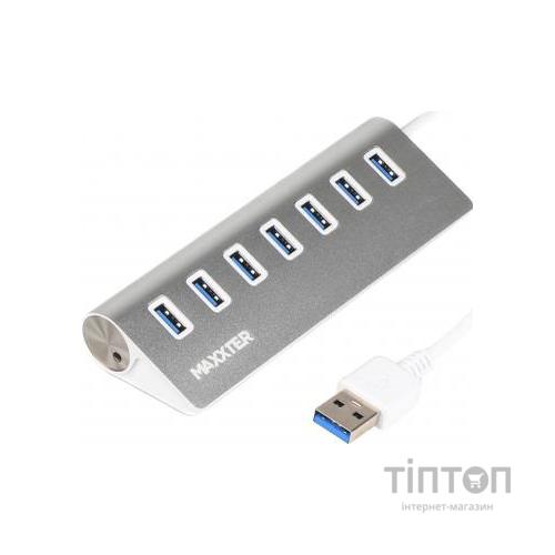 Концентратор Maxxter USB 3.0 Type-A 7 ports silver (HU3A-7P-01)