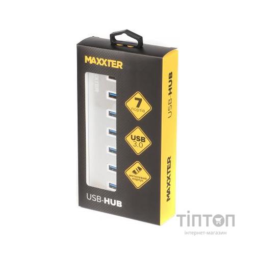 Концентратор Maxxter USB 3.0 Type-A 7 ports silver (HU3A-7P-01)