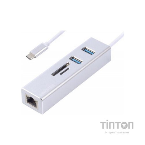 Концентратор Maxxter USB to Gigabit Ethernet, 2 Ports USB 3.0 + microSD/TF card r (NECH-2P-SD-01)