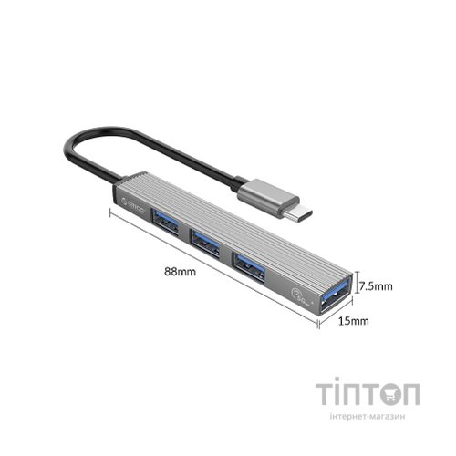 Концентратор Orico Type-C to USB3.0, 3xUSB2.0 (AH-13-GY-BP) (CA913534)