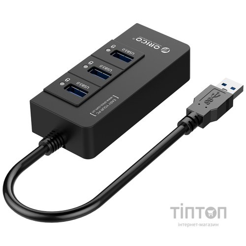 Концентратор Orico USB 3.0 3 port + RJ45 (HR01-U3-V1-BK-BP) (CA912742)