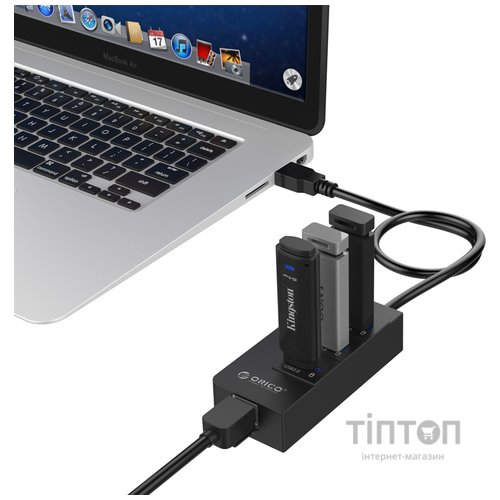 Концентратор Orico USB 3.0 3 port + RJ45 (HR01-U3-V1-BK-BP) (CA912742)