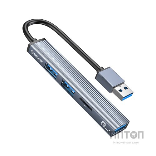 Концентратор Orico USB-A to USB3.0, 2xUSB2.0, TF (AH-A12F-GY-BP) (CA913770)