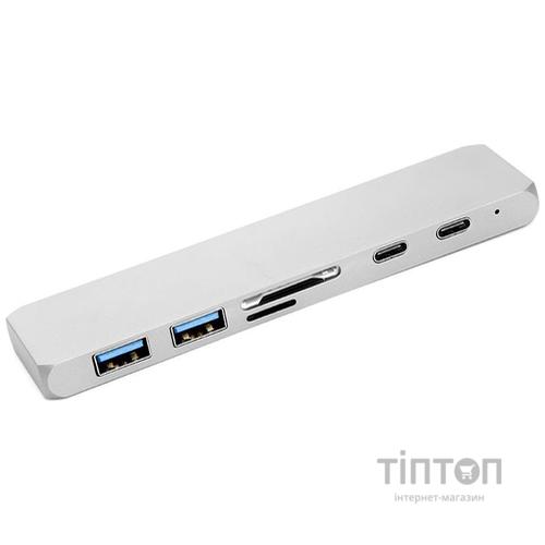 Концентратор PowerPlant Type-C - HDMI 4K, USB 3.0, USB Type-C, SD, microSD (CA911684)