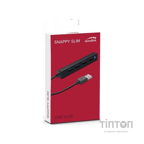 Концентратор Speedlink SNAPPY SLIM USB Hub, 4-Port, USB 2.0, Passive, Black (SL-140000-BK)