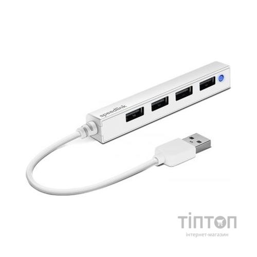 Концентратор Speedlink SNAPPY SLIM USB Hub, 4-Port, USB 2.0, Passive, White (SL-140000-WE)