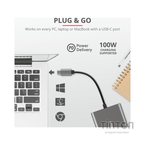Концентратор Trust Dalyx 3-in-1 Multiport USB-C (23772)