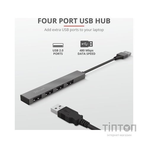 Концентратор Trust Halyx Aluminium 4-Port Mini USB Hub (23786_TRUST)
