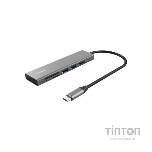 Концентратор Trust HALYX FAST 3USB+CARD READER USB-C ALUMINIUM (24191_TRUST)