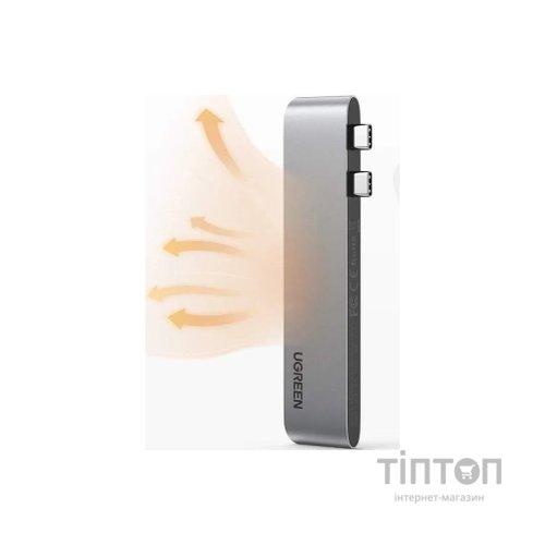 Концентратор Ugreen 2xUSB-C to 3xUSB 3.0 + HDMI + USB-C CM251 gray (60559)