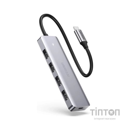 Концентратор Ugreen CM219 HUB Type-C to 4xUSB with USB-C Power Port (Gray) (70336)