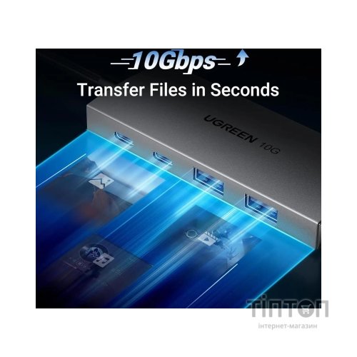 Концентратор Ugreen USB-C to 2xUSB 3.2 + 2xUSB-C 10Gbps CM480 gray (30758)