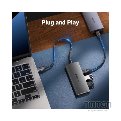 Концентратор Ugreen USB-C to 2xUSB 3.2 + 2xUSB-C 10Gbps CM480 gray (30758)