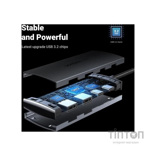 Концентратор Ugreen USB-C to 2xUSB 3.2 + 2xUSB-C 10Gbps CM480 gray (30758)