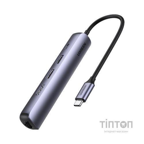 Концентратор Ugreen USB3.0 Type-C to HDMI 4K30Hz/USB 3.0x2/RJ45/PD CM418 (10919)