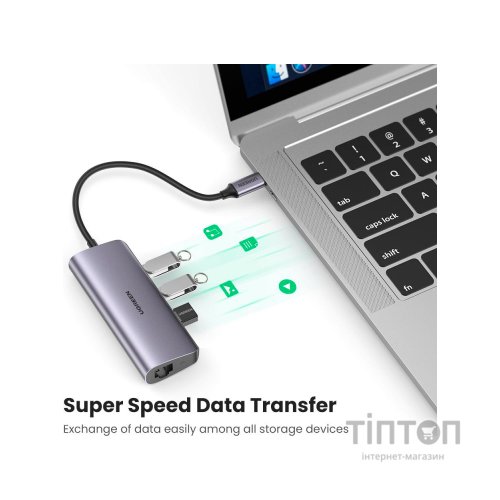 Концентратор Ugreen USB3.0 Type-C to USB 3.0x3/RJ45/ CM236 (60718)