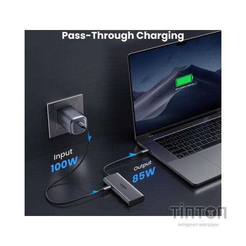 Концентратор Ugreen USB3.1 Type-C to HDMIx2 4K60Hz (8k30Hz)/USB3.0x2/Type-C/PD 100W CM498 (15852)