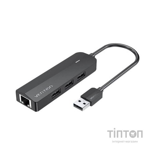 Концентратор Vention USB 2.0 to 3хUSB 2.0 + RJ45 100M Ethernet (CHPBB)