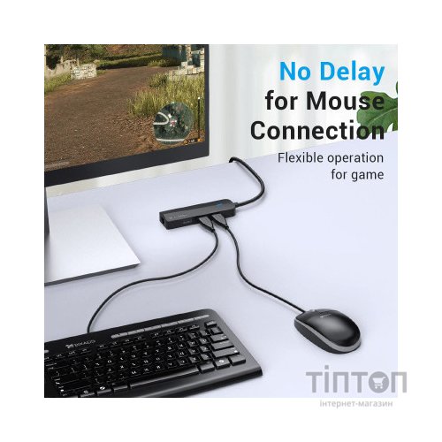 Концентратор Vention USB 2.0 to 3хUSB 2.0 + RJ45 100M Ethernet (CHPBB)