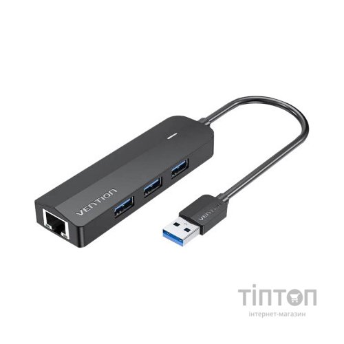 Концентратор Vention USB 3.0 to 3хUSB 3.0/RJ45 Gigabit black (CHNBB)