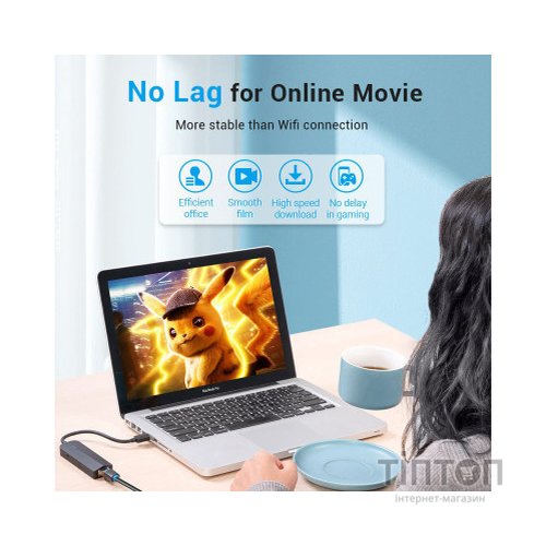 Концентратор Vention USB 3.0 to 3хUSB 3.0/RJ45 Gigabit black (CHNBB)