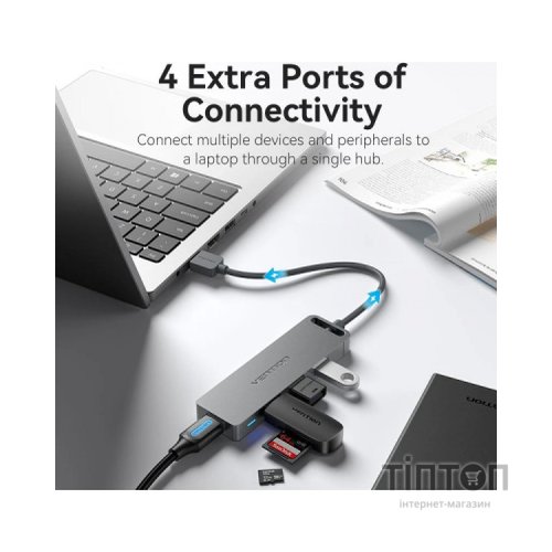 Концентратор Vention USB 3.0 to 4xUSB 3.0 black (CHLBB-SCB)