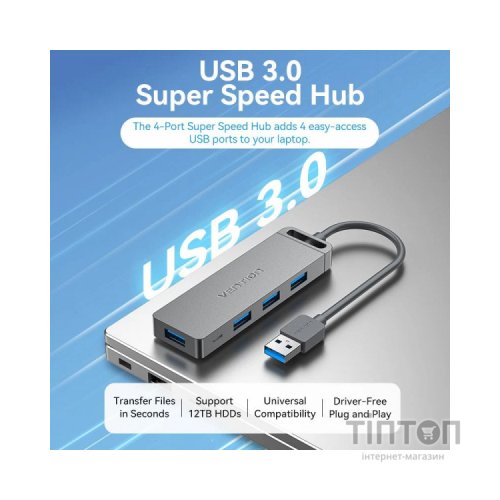 Концентратор Vention USB 3.0 to 4xUSB 3.0 black (CHLBB-SCB)