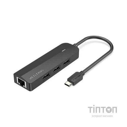 Концентратор Vention USB 3.1 Type-C to 3xUSB 2.0+MicroUSB+RJ45 100M Ethernet black (TGOBB)