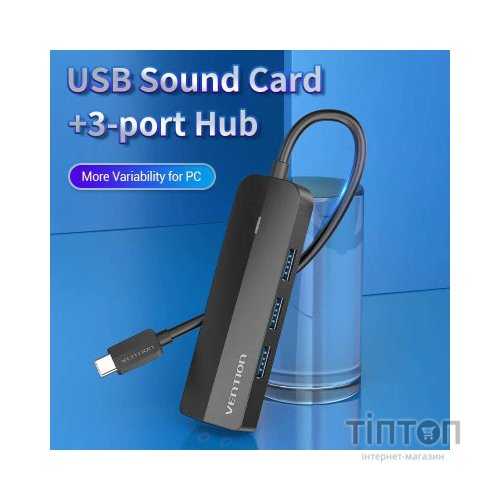 Концентратор Vention USB 3.1 Type-C to 3xUSB 3.0+MicroUSB+3.5mm Sound Adapter black (TGQBB)