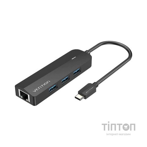 Концентратор Vention USB 3.1 Type-C to 3xUSB 3.0+MicroUSB+RJ45 100M Ethernet black (TGPBB)