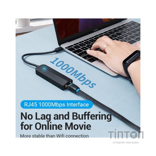 Концентратор Vention USB 3.1 Type-C to 3xUSB 3.0+MicroUSB+RJ45 100M Ethernet black (TGPBB)