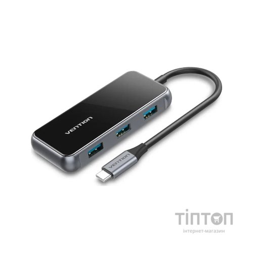 Концентратор Vention USB 3.1 Type-C to 4хUSB 3.0/PD 87W 5-in-1 Gray Mirrored Surface (TFDHB)