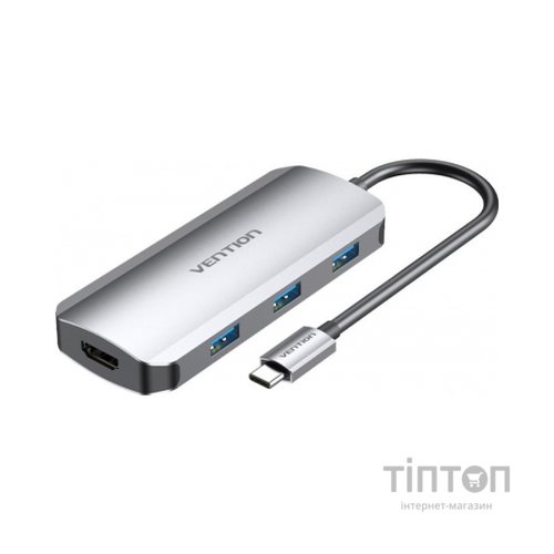 Концентратор Vention USB3.1 Type-C --> HDMI/USB 3.0x3/PD 100W Hub 5-in-1 (TODHB)
